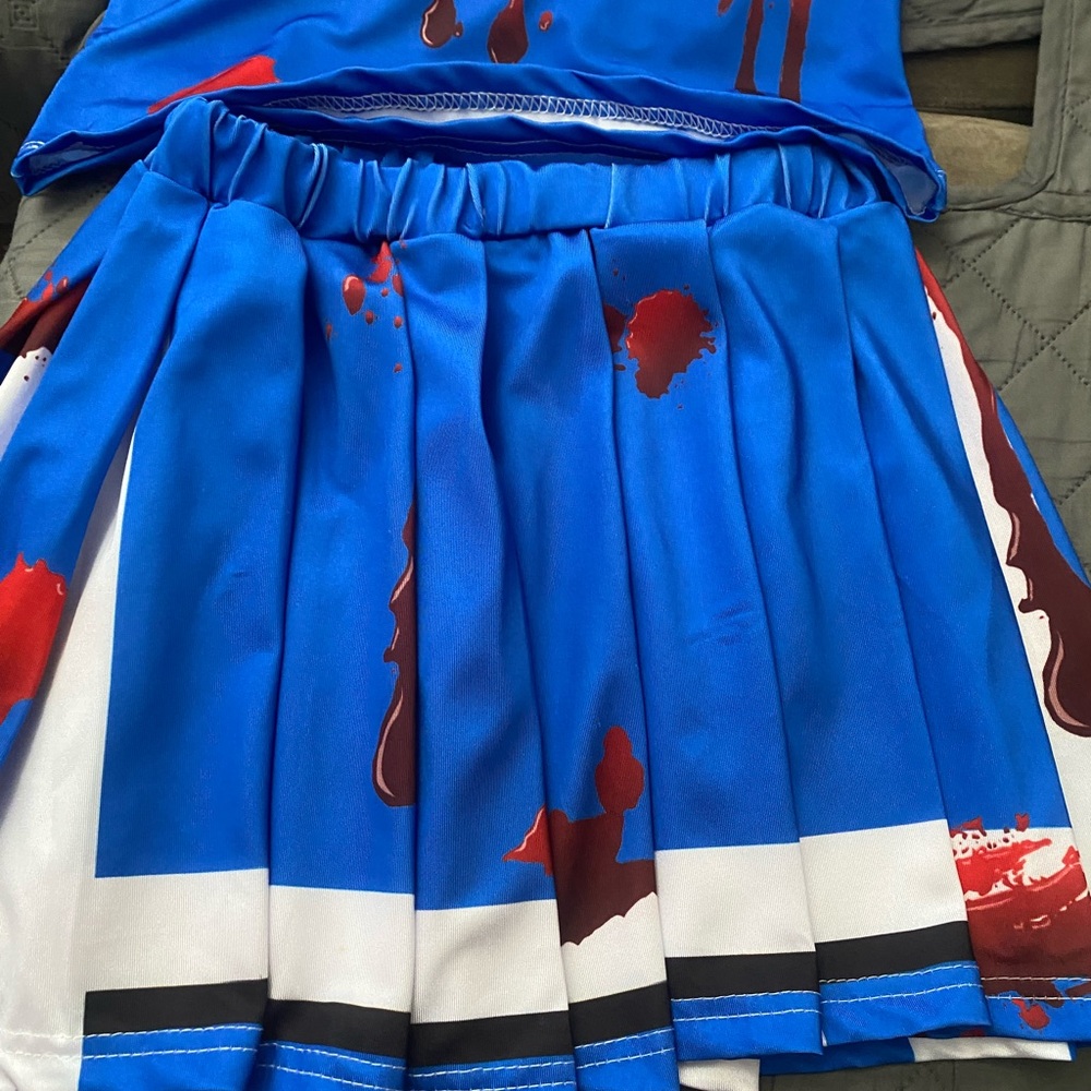 Bloody Blue and White Cheerleader Costume for Kids New WITHOUT package